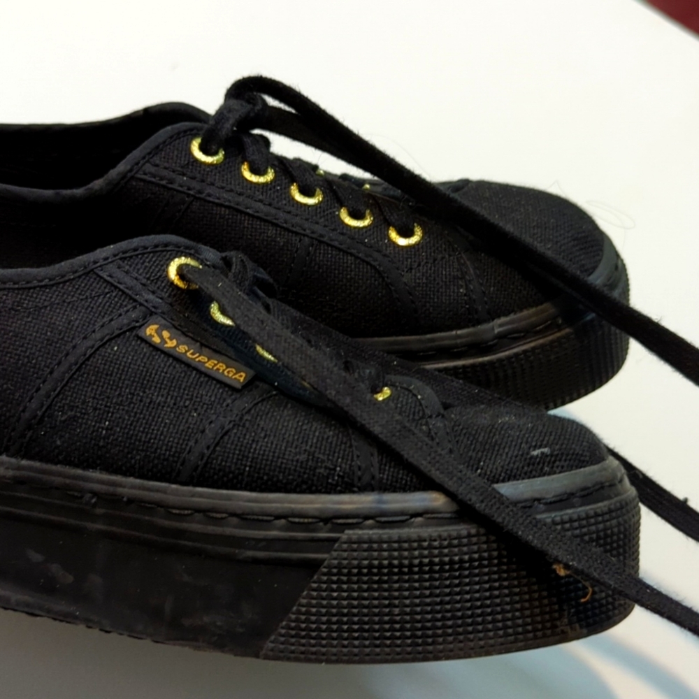 black Superga platforms shoes (South African jewellery label PICHULIK collab)